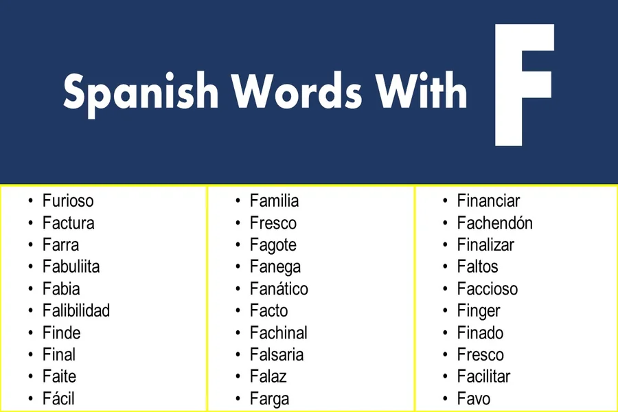 Words That Start With F in Spanish
