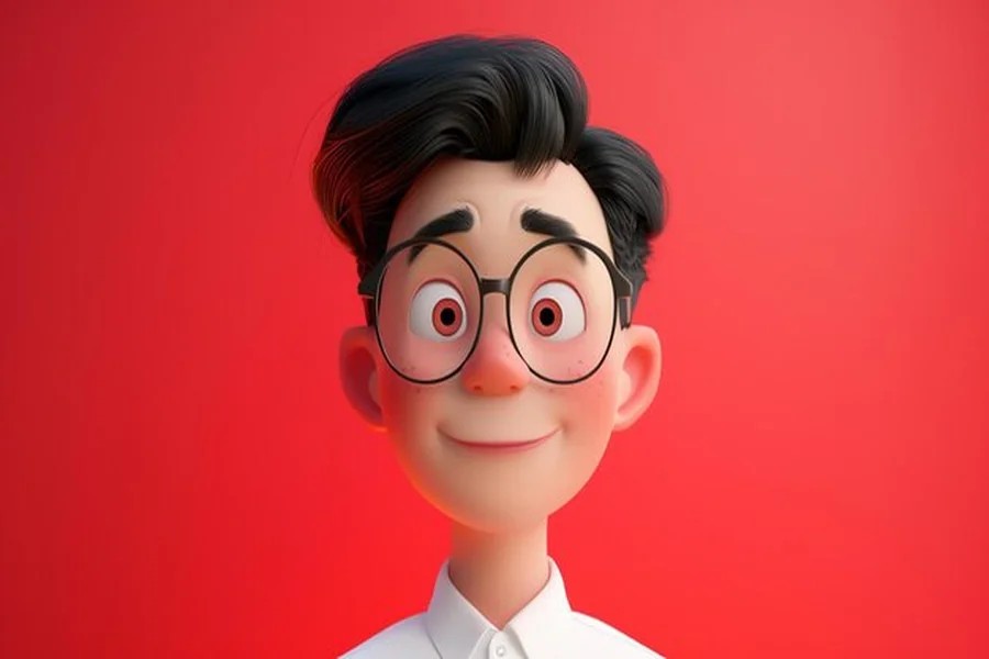 male cartoon characters with glasses and black hair